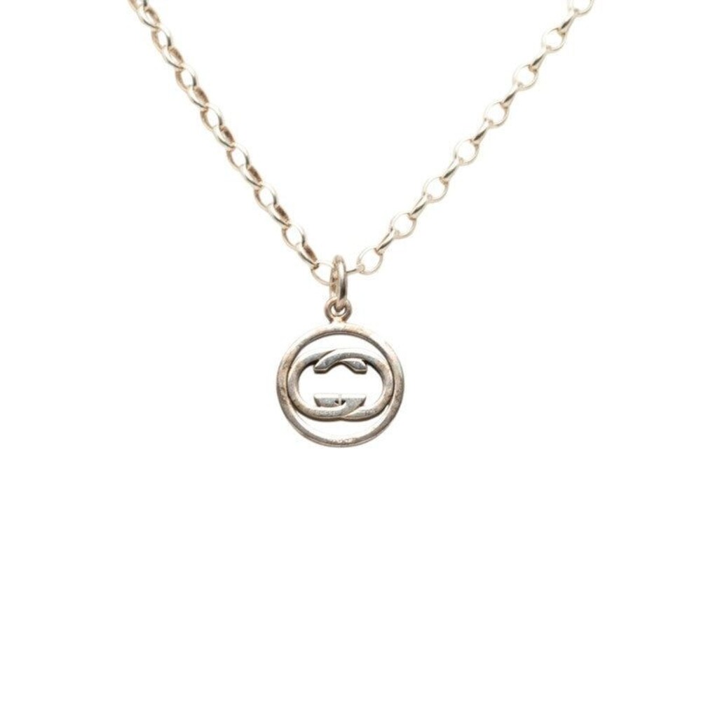 Gucci Doppia G GG Logo Chain Pendant Necklace Sterling Silver 925